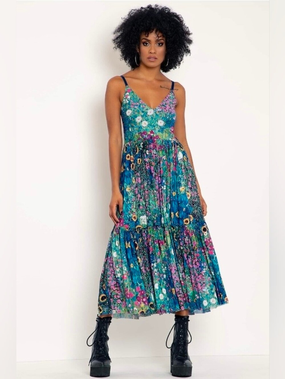 Black Milk Klimt Collage  Sheer Midiaxi Dress Size Medium - Picture 3 of 9